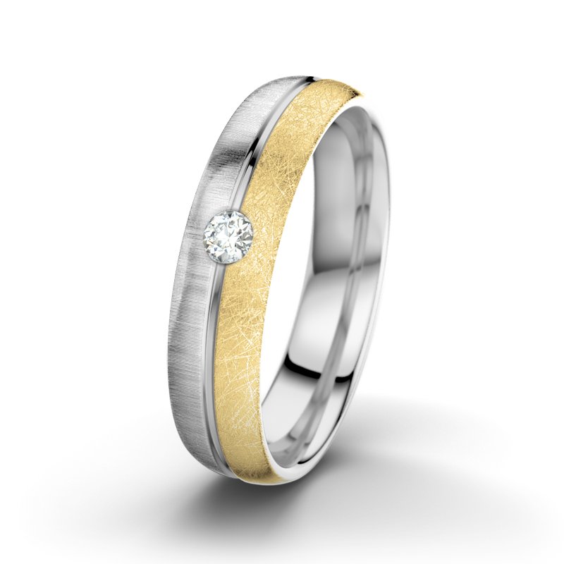 Diamantring William M5, Weißgold 375 quermatt, von vorn
