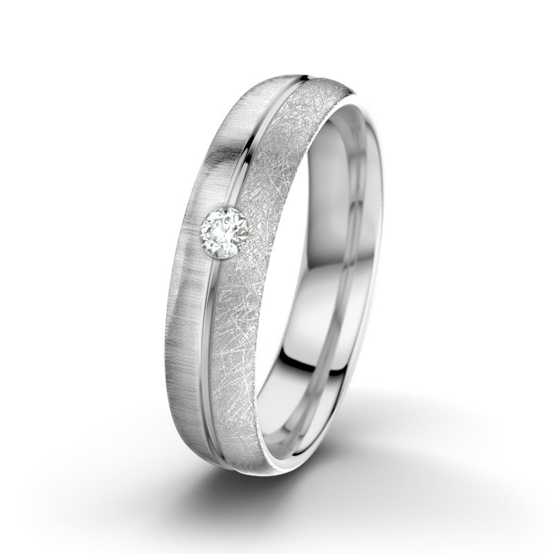 Diamantring William M5, Weißgold 585 quermatt, von vorn