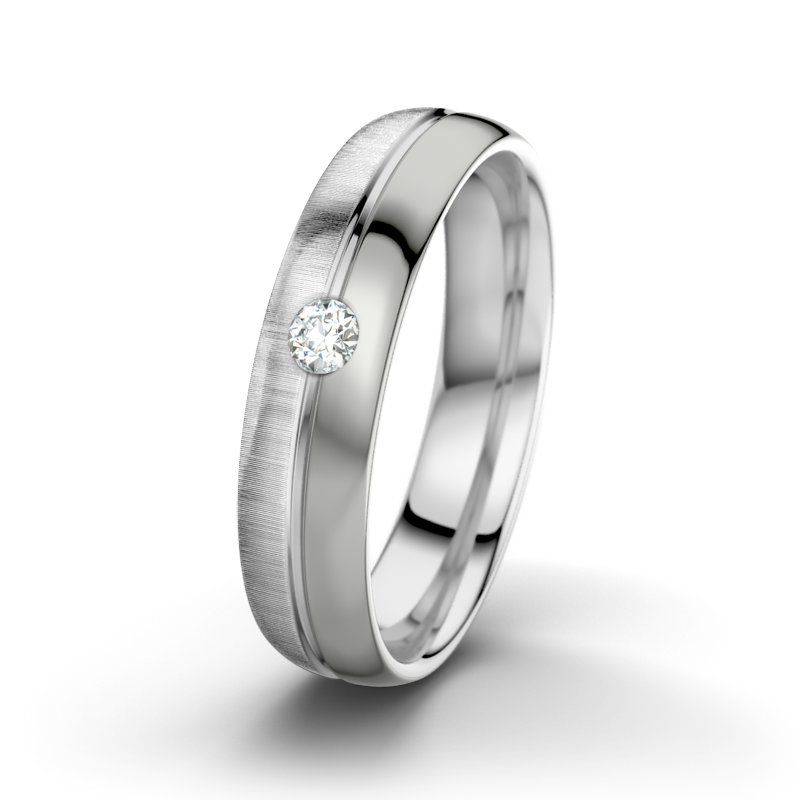 Diamantring William M5, Weißgold 375 quermatt, von vorn