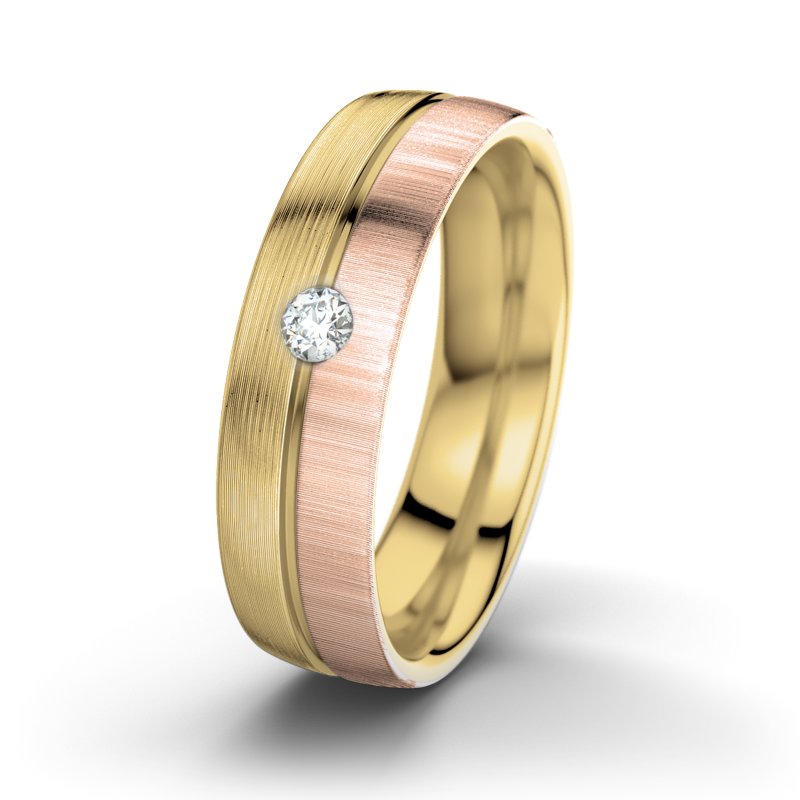 Diamantring William M6, Gelbgold 585 längsmatt, von vorn