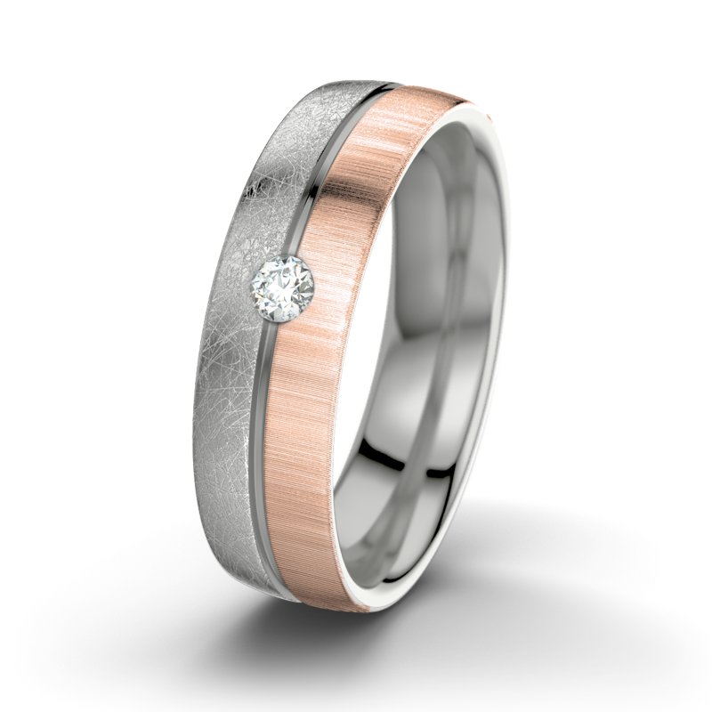 Diamantring William M6, Palladium 585 eismatt, von vorn