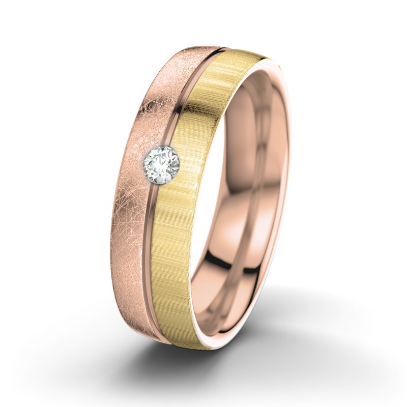 Diamantring William M6, Rotgold 750 eismatt, von vorn