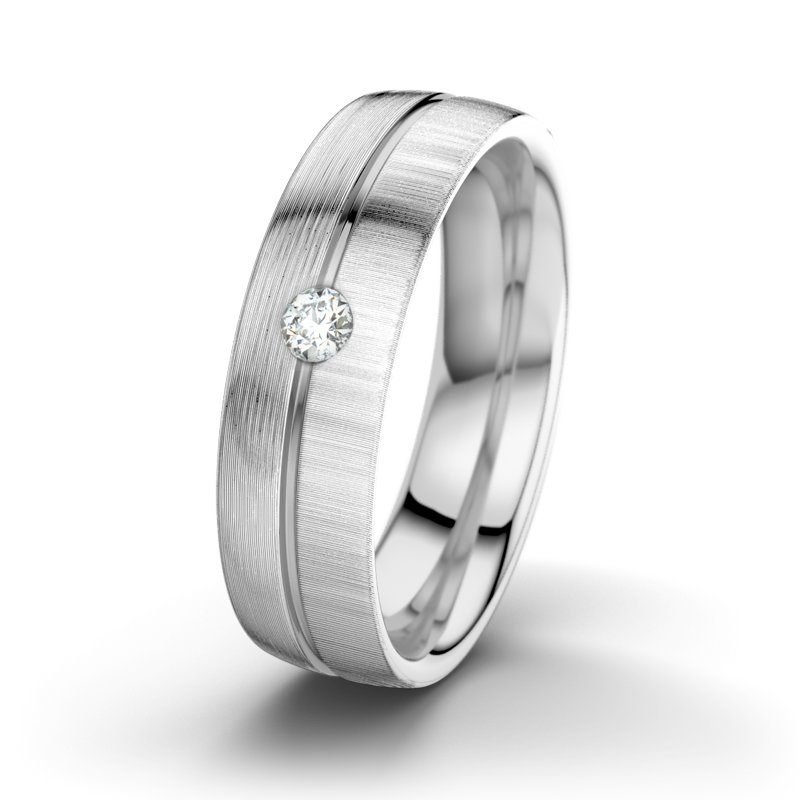 Diamantring William M6, Weißgold 585 längsmatt, von vorn