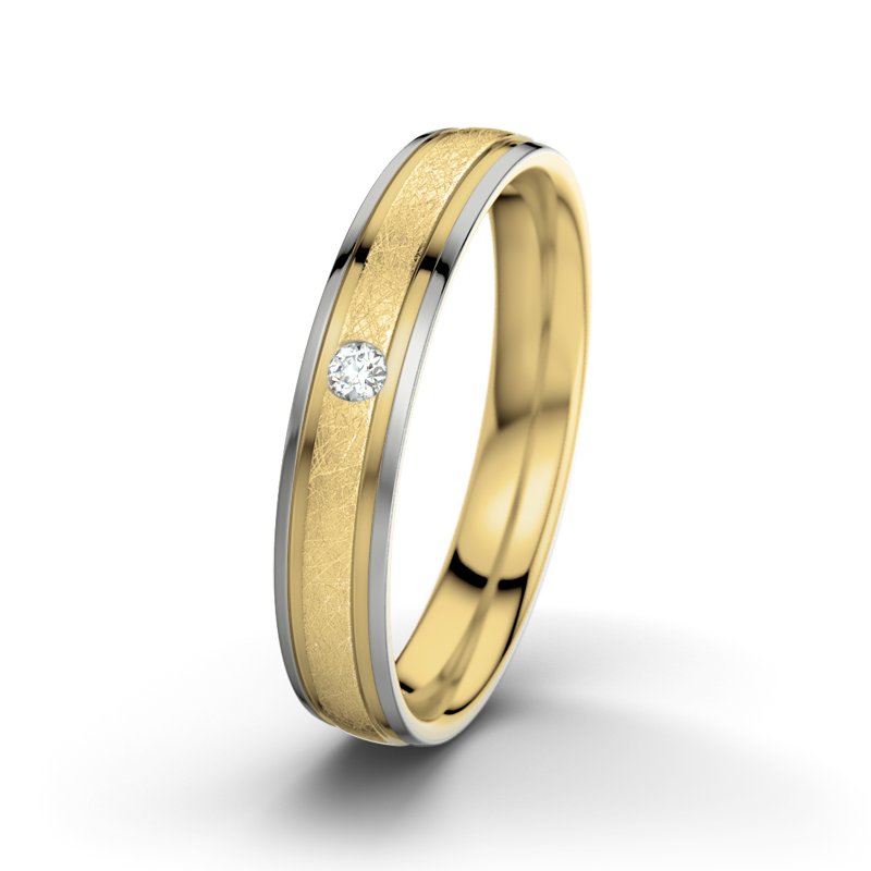 Diamantring Zeus M4, Gelbgold 585 eismatt, von vorn