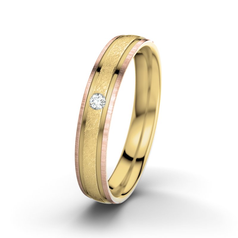 Diamantring Zeus M4, Gelbgold 585 eismatt, von vorn