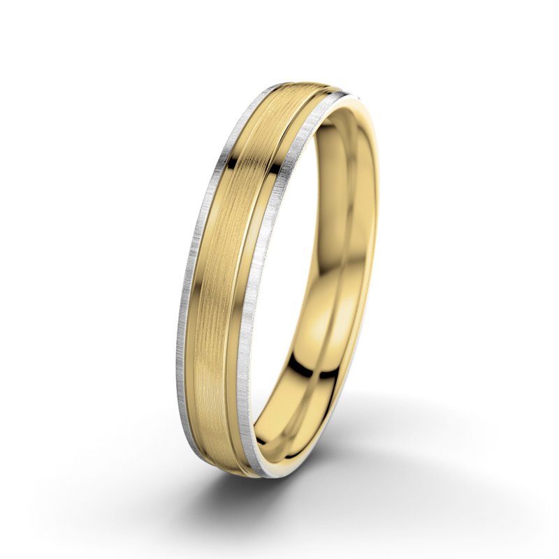Kein Stein Gelbgold längsmattring Zeus M4, Gelbgold 585 längsmatt, von vorn