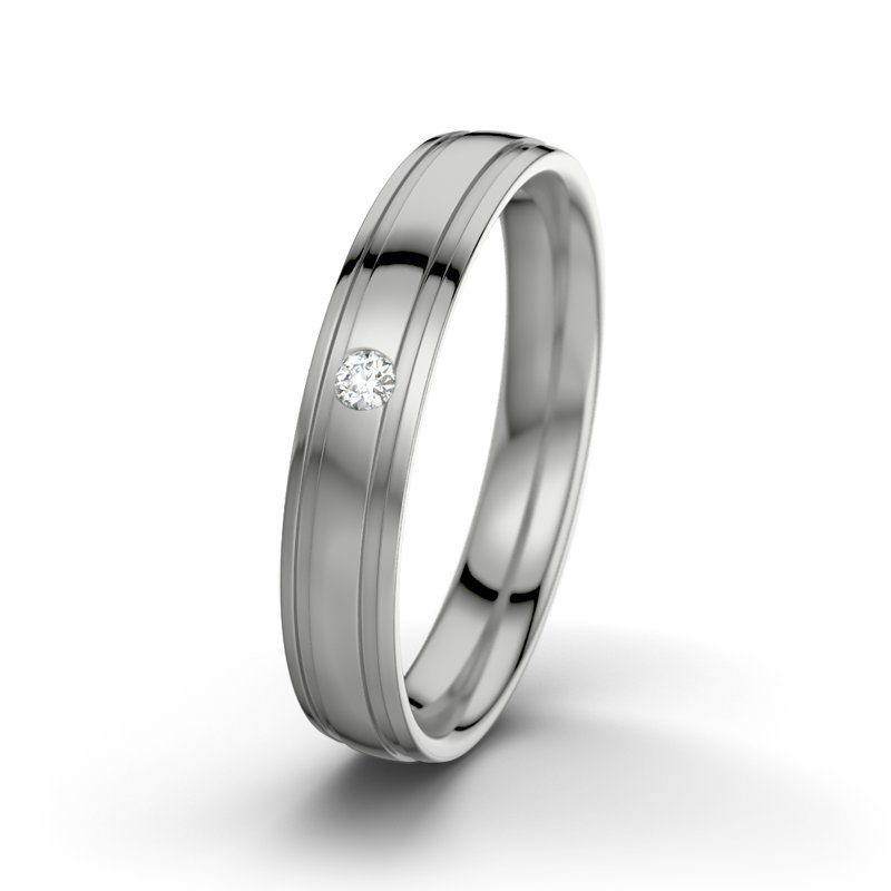 Diamantring Zeus M4, Palladium 585 poliert, von vorn