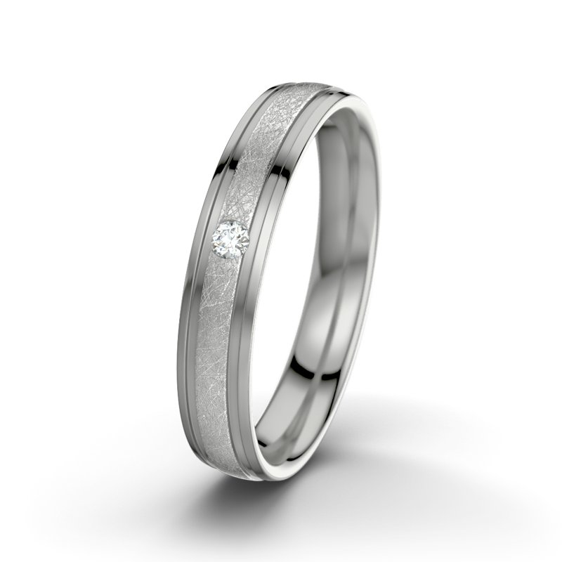 Diamantring Zeus M4, Platinum 950 eismatt, von vorn