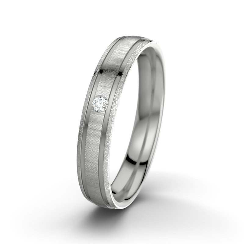 Diamantring Zeus M4, Platinum 950 quermatt, von vorn