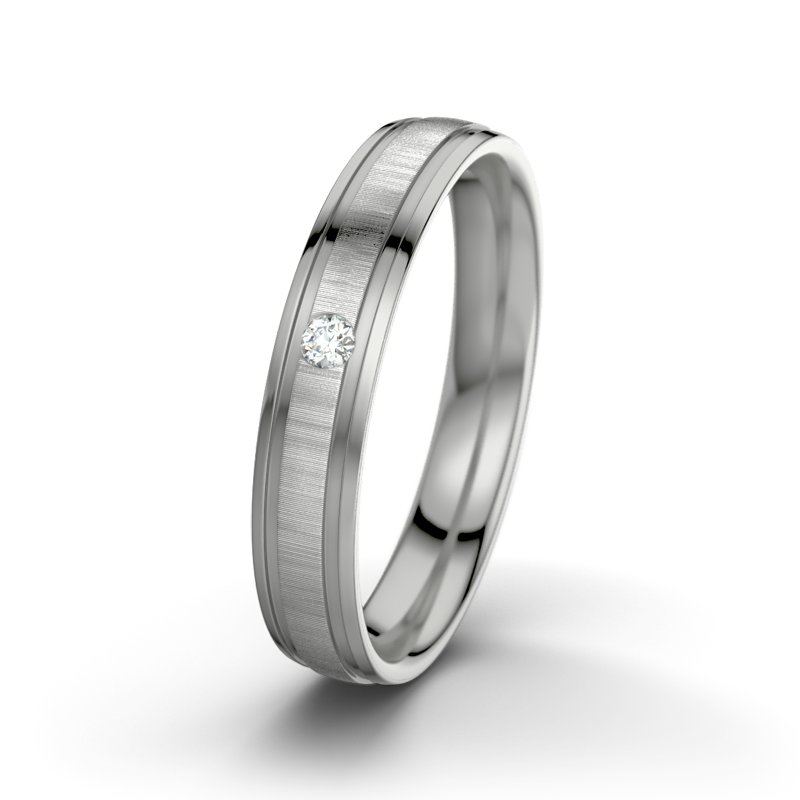 Diamantring Zeus M4, Platinum 950 quermatt, von vorn