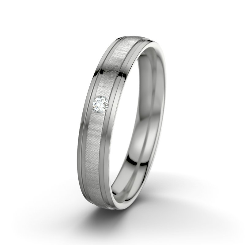 Diamantring Zeus M4, Platinum 950 quermatt, von vorn