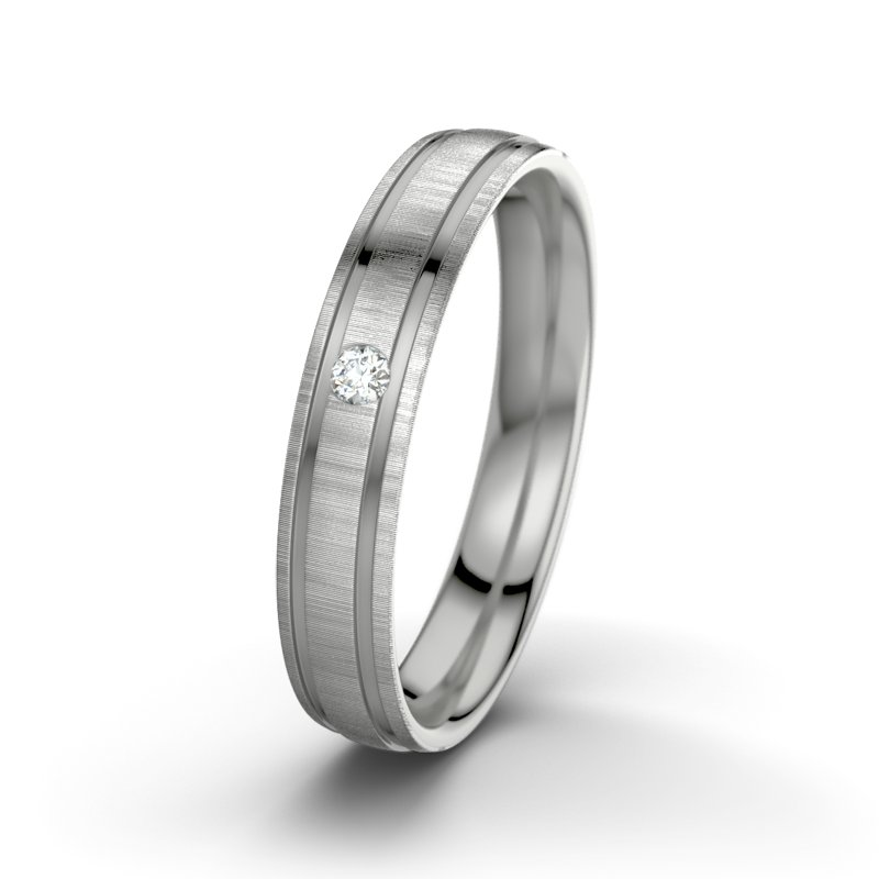 Diamantring Zeus M4, Platinum 600 quermatt, von vorn