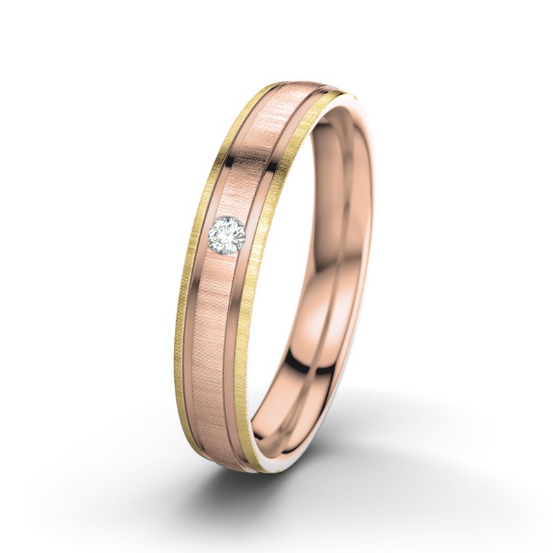 Diamantring Zeus M4, Rotgold 375 quermatt, von vorn