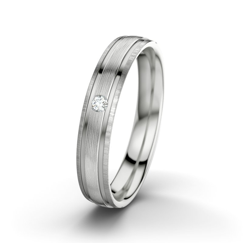 Diamantring Zeus M4, Sterlingsilber 925 längsmatt, von vorn
