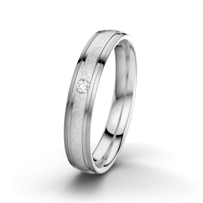 Diamantring Zeus M4, Weißgold 375 eismatt, von vorn