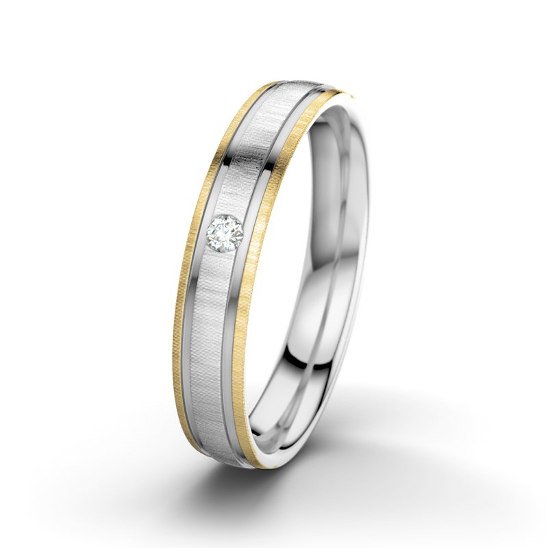 Diamantring Zeus M4, Weißgold 750 quermatt, von vorn