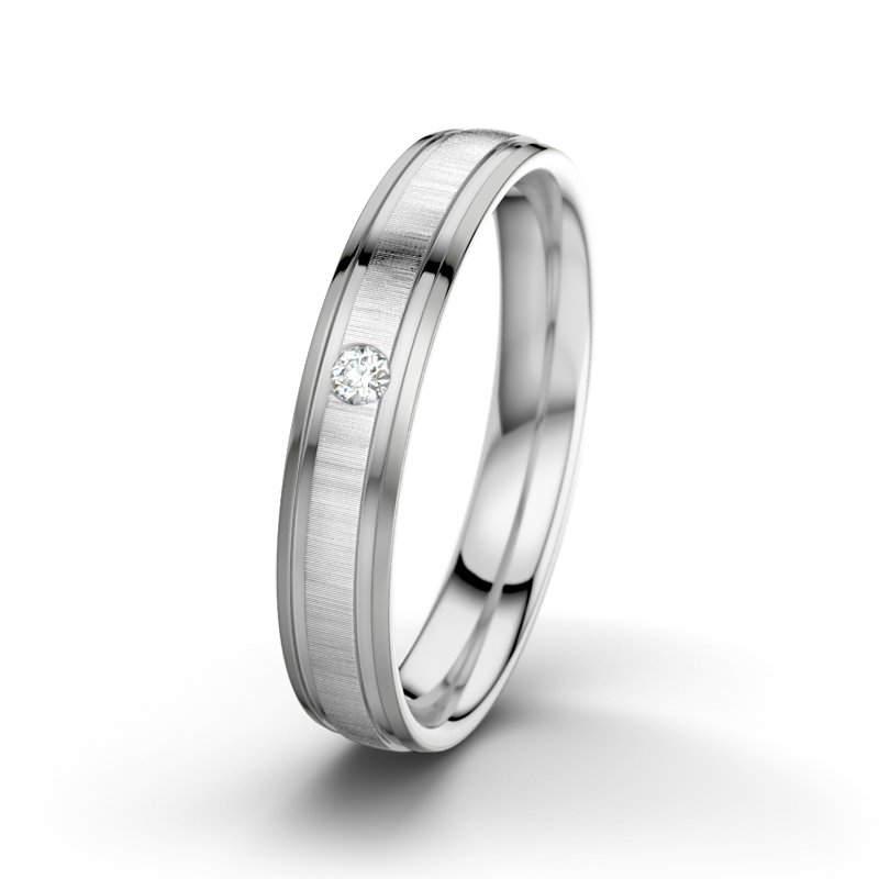 Diamantring Zeus M4, Weißgold 585 quermatt, von vorn