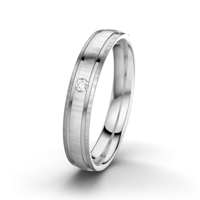 Diamantring Zeus M4, Weißgold 585 quermatt, von vorn