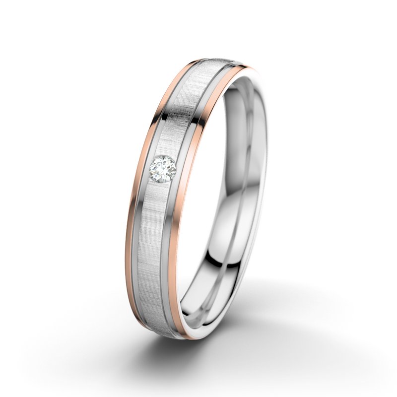 Diamantring Zeus M4, Weißgold 585 quermatt, von vorn