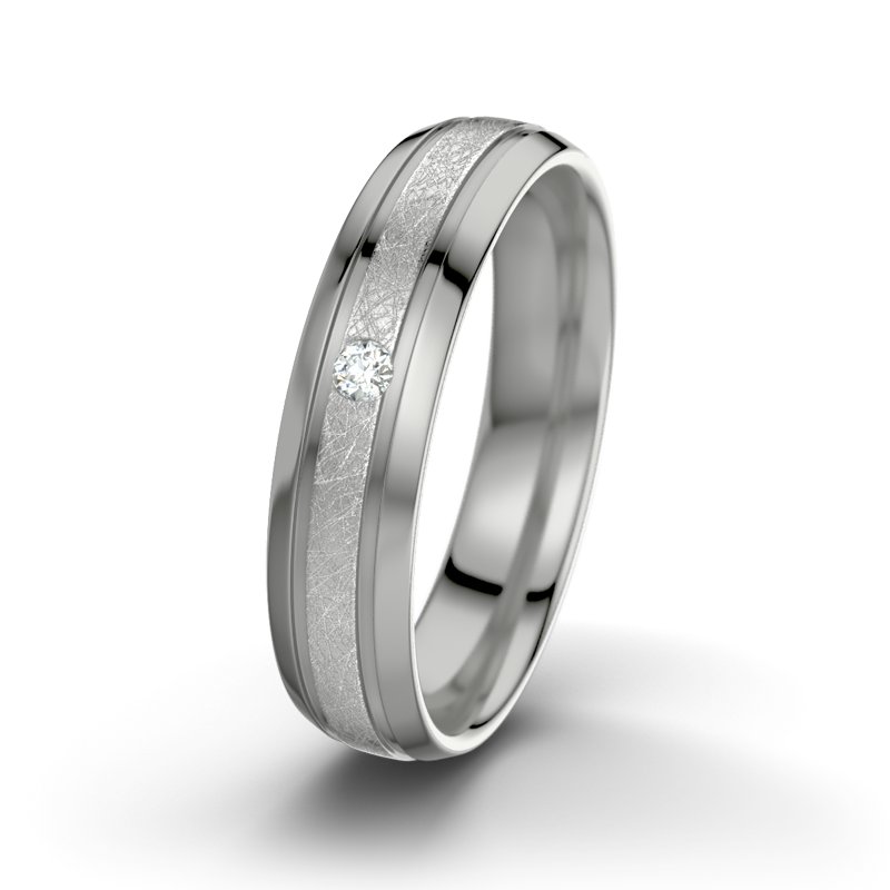 Diamantring Zeus M5, Palladium 585 eismatt, von vorn