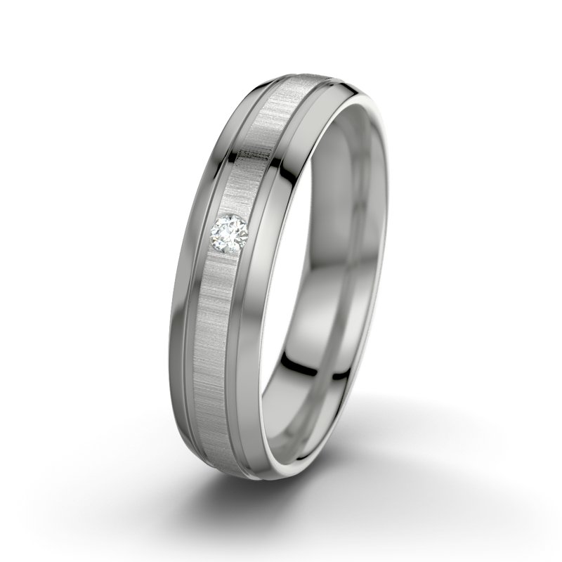 Diamantring Zeus M5, Palladium 950 quermatt, von vorn