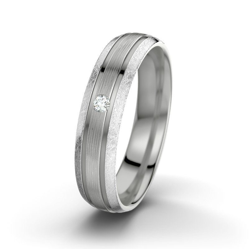 Diamantring Zeus M5, Platinum 600 längsmatt, von vorn