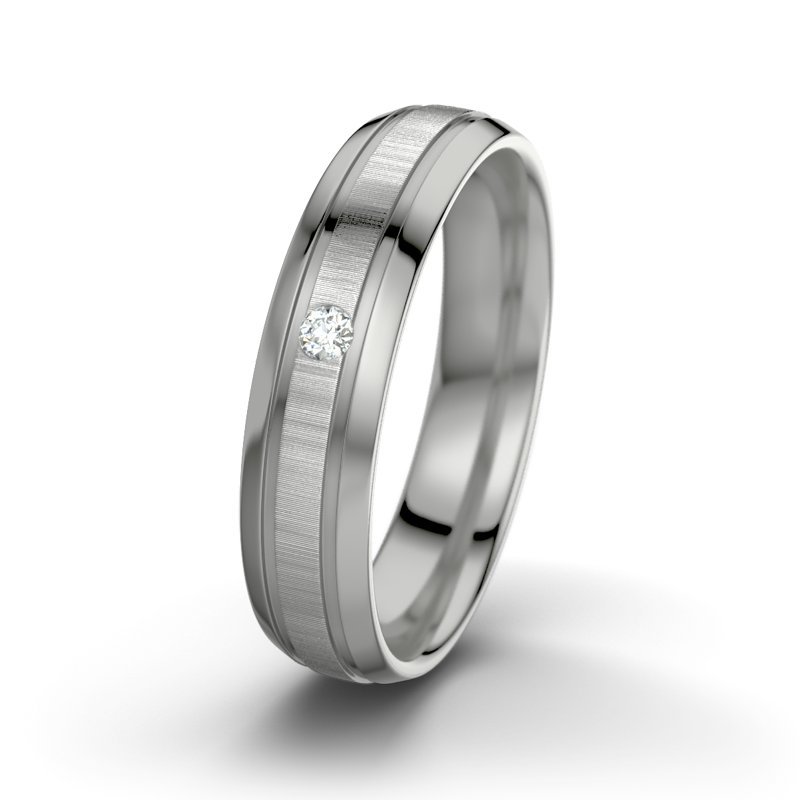 Diamantring Zeus M5, Platinum 600 quermatt, von vorn