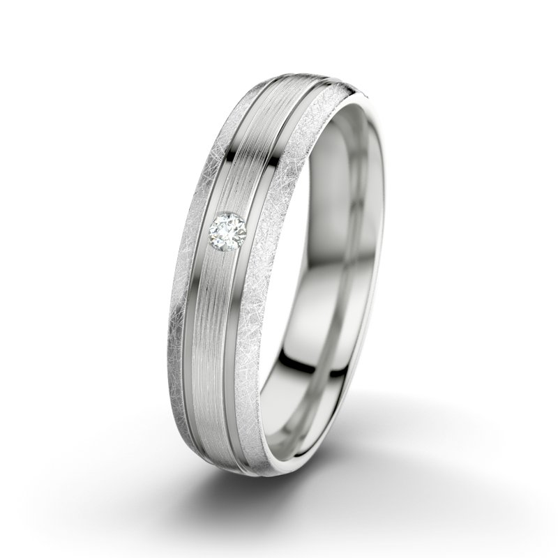 Diamantring Zeus M5, Sterlingsilber 925 längsmatt, von vorn