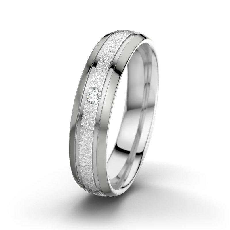 Diamantring Zeus M5, Weißgold 585 eismatt, von vorn