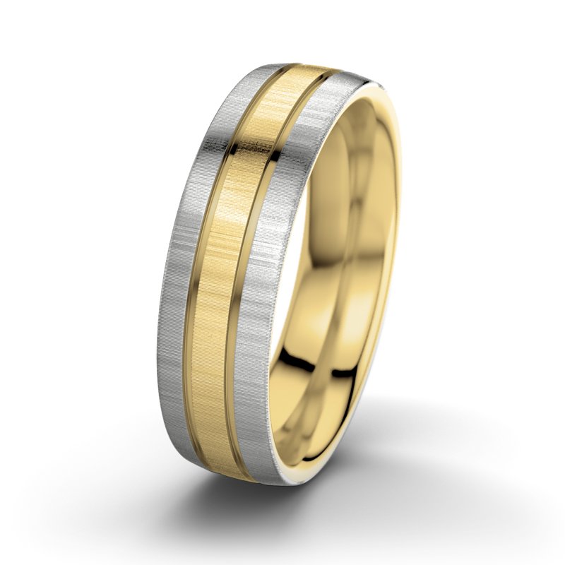 Kein Stein Gelbgold quermattring Zeus M6, Gelbgold 375 quermatt, von vorn