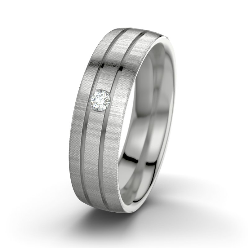 Diamantring Zeus M6, Palladium 585 quermatt, von vorn
