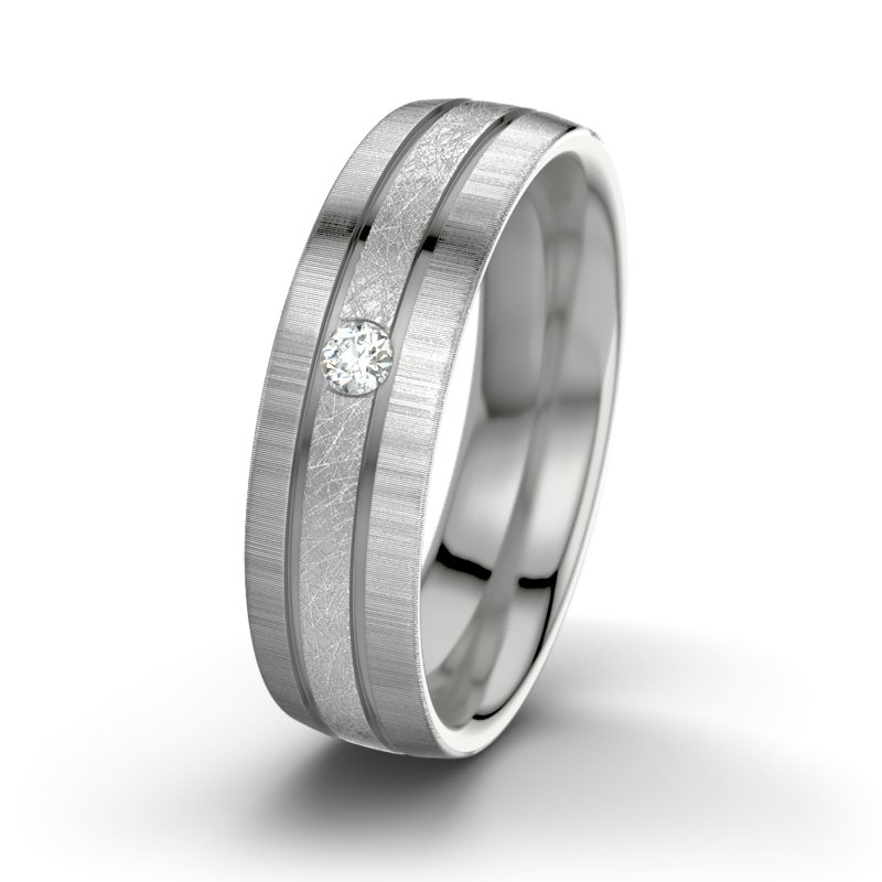 Diamantring Zeus M6, Platinum 950 eismatt, von vorn
