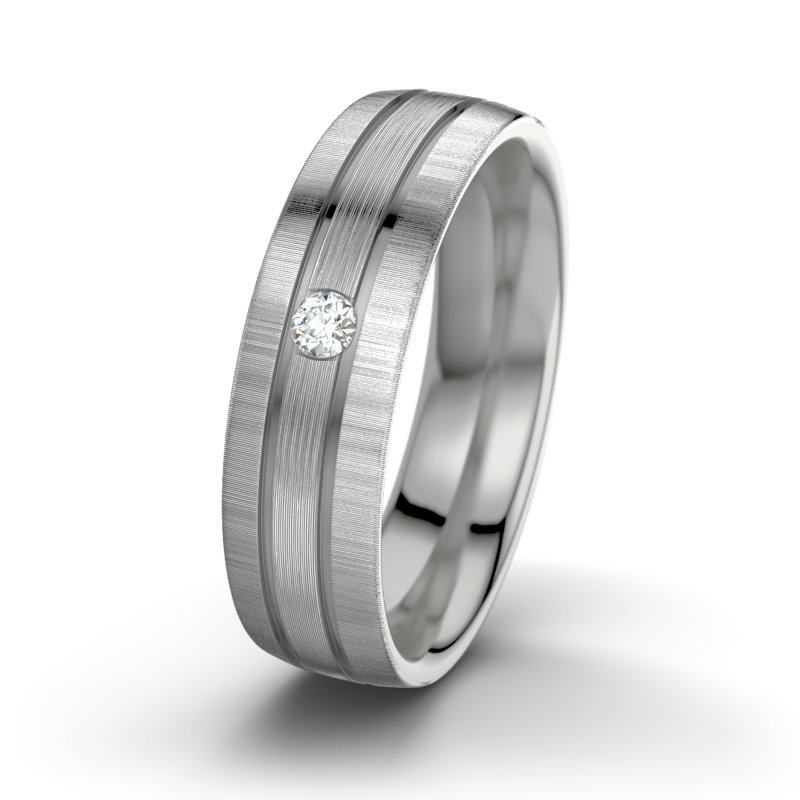 Diamantring Zeus M6, Platinum 950 längsmatt, von vorn