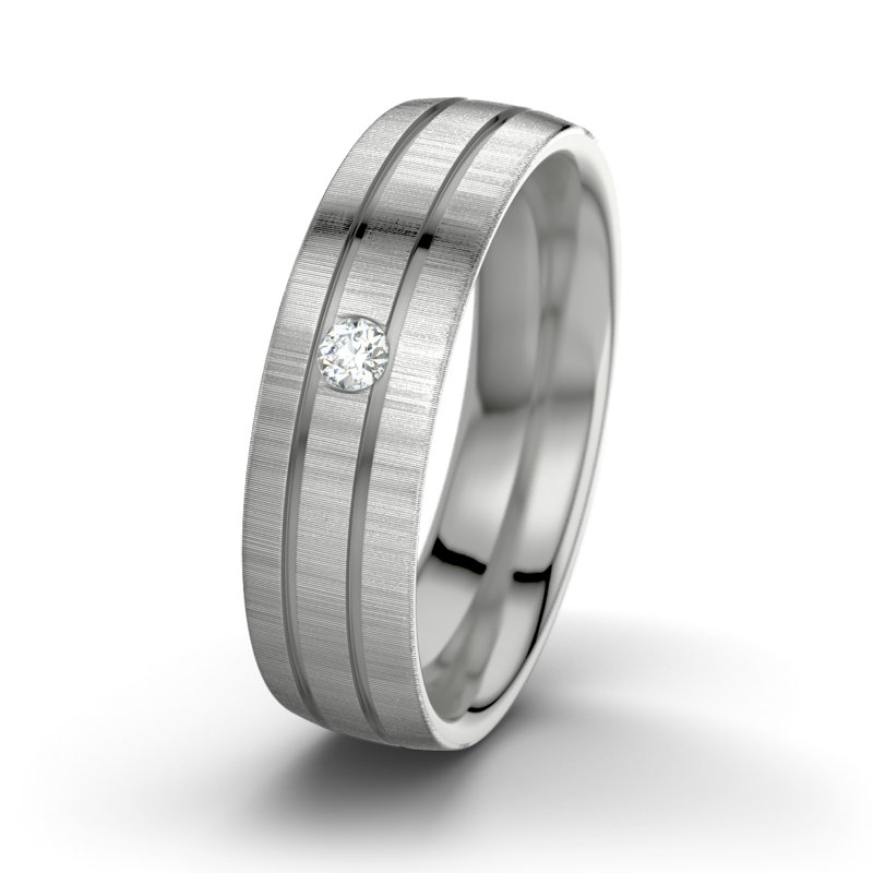 Diamantring Zeus M6, Platinum 600 quermatt, von vorn
