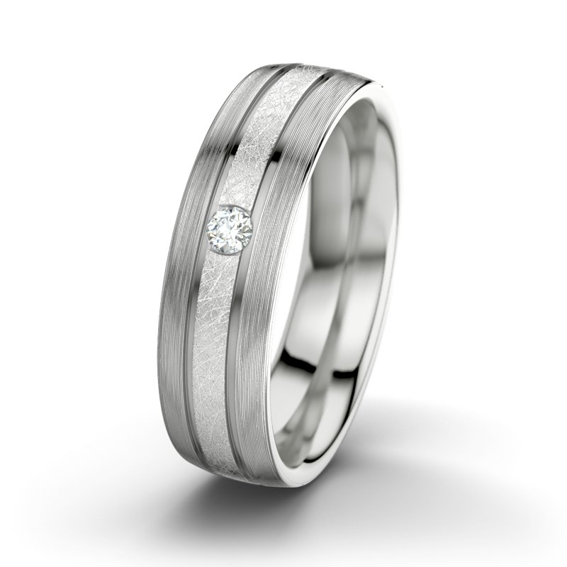 Diamantring Zeus M6, Sterlingsilber 925 eismatt, von vorn