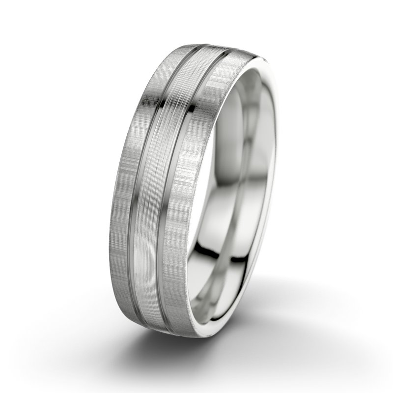 Kein Stein Sterlingsilber längsmattring Zeus M6, Sterlingsilber 925 längsmatt, von vorn