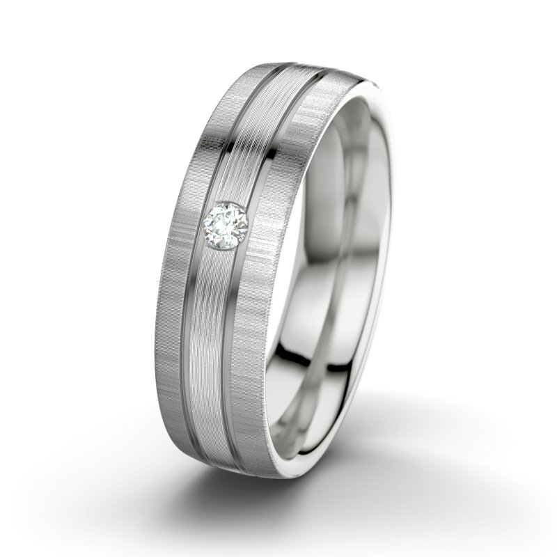 Diamantring Zeus M6, Sterlingsilber 925 längsmatt, von vorn
