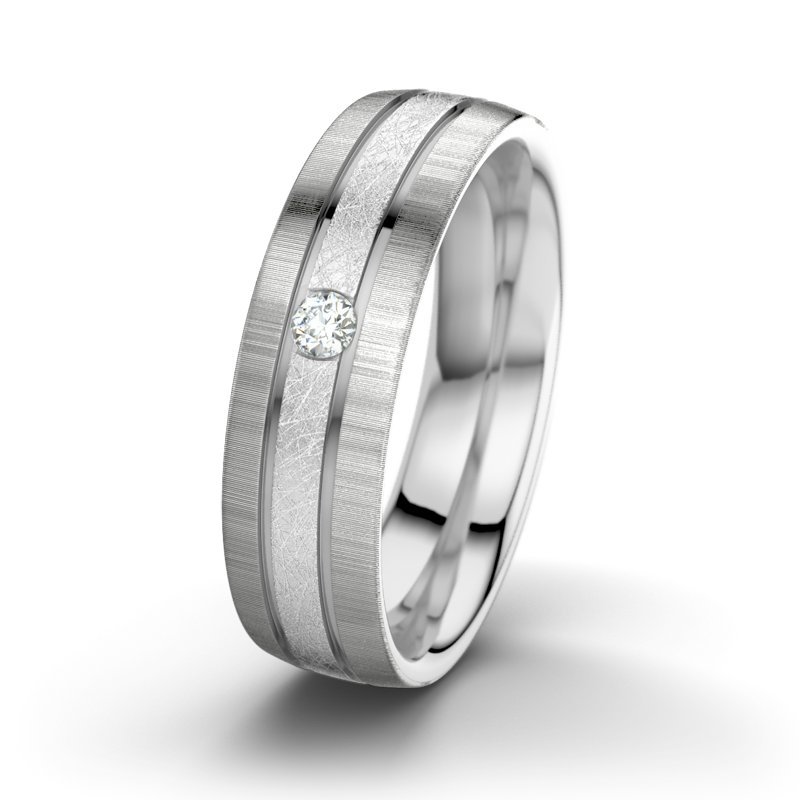 Diamantring Zeus M6, Weißgold 585 eismatt, von vorn