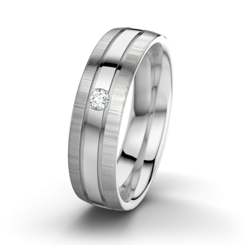 Diamantring Zeus M6, Weißgold 585 poliert, von vorn